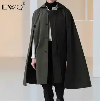 

EWQ / Men's Clothing 2019 Fashion New Personality Loose Cloak Overcoat Long Tyle Woolen Thickness Coat For Women And Men a297
