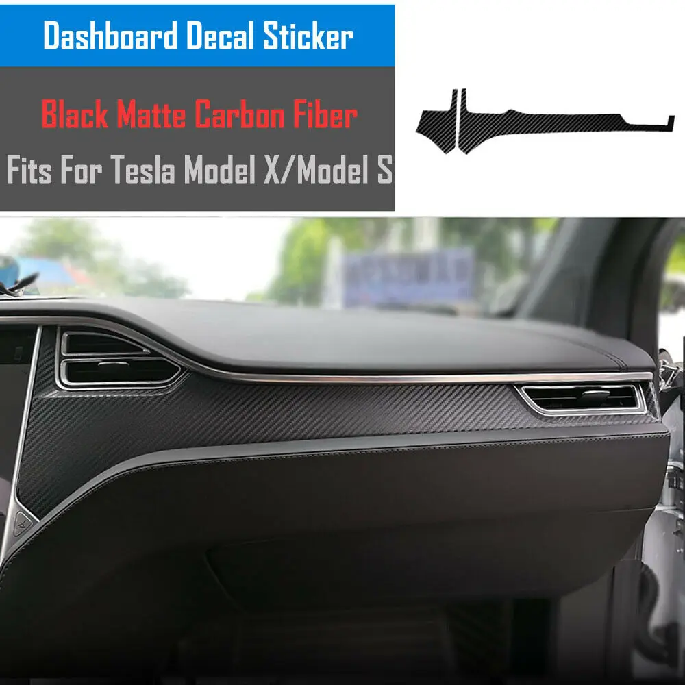 Full Set Interior Matte Black Carbon Fiber Center Console Durable Wrap Protector Vinyl Decoration Sticker For Tesla Model S/X