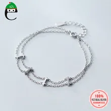 ElfoPlataSi 925 Твердые Настоящее серебро 925 пробы 2 слоя палки браслет cz для женщин жены девушек леди изысканное Серебряное украшение ED188