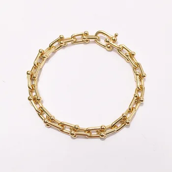 

Fashion luxury brand jewelry neutral style smooth u-shaped chain bamboo thick necklace lovers jewelry
