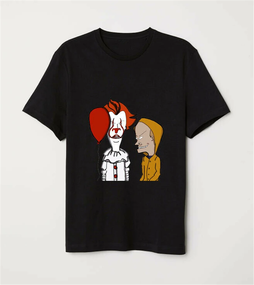 Черная футболка Beavis And Butthead X It Pennywise Georgie на Хэллоуин наивысшего качества | Мужская