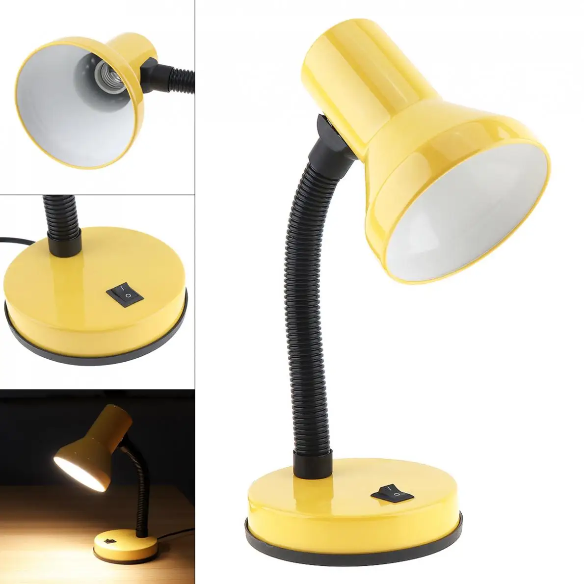 

LED Portable Flexural Desk Lamp with Wide Voltage and Push Switch US Plug Support E27 LED Bulb for Student Domitory Office