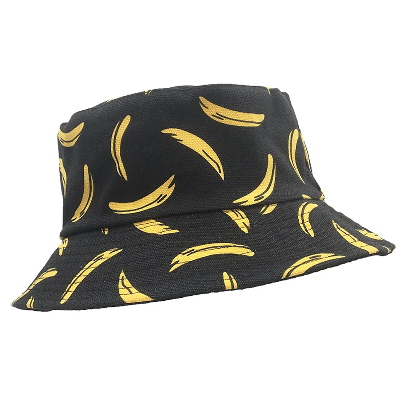 

Panama Bucket Hat Men Women Summer Bucket Cap Banana Print Bob Hat Hip Hop Gorros Fishing Fisherman Hat