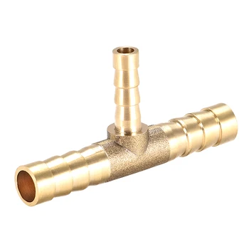 

uxcell 8X5X8mm Brass Hose Reducer Barb Fitting Tee T-Shaped 3 Way Barbed Connector Air Water Fuel Gas Oil etc.