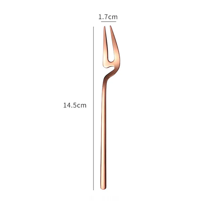 Rose Gold Подвесная чашка, вилка из нержавеющей стали, фруктовая вилка, кофейные чайные столовые приборы, инструмент для десерта, 14,5x1,7 см, посуда для Cozinha Criativos 30DEC13 - Цвет: Rose Gold