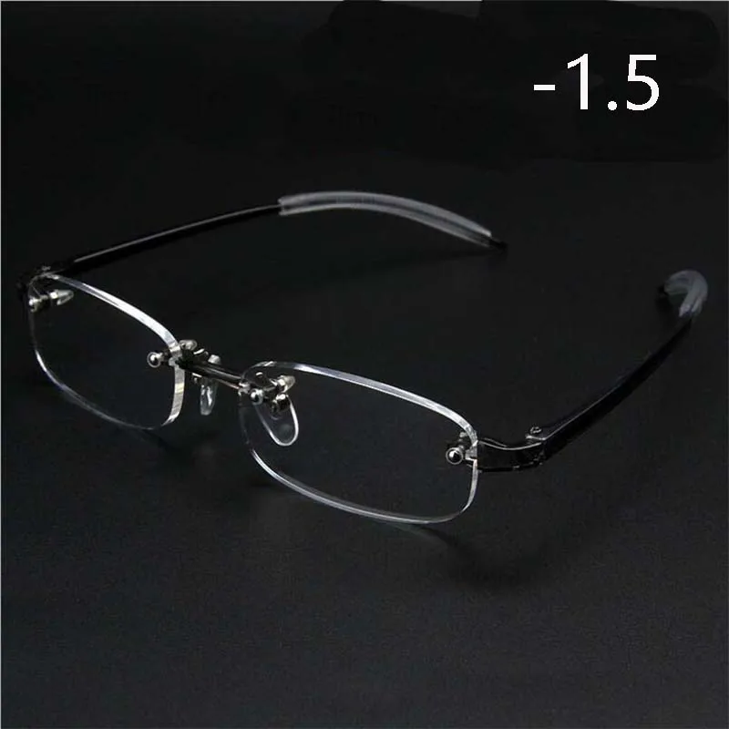 Новые бескаркасные готовые очки для близорукости для мужчин и женщин, сверхлегкие очки без оправы, Короткие близорукие очки-100~-400 - Цвет оправы: Myopia 150