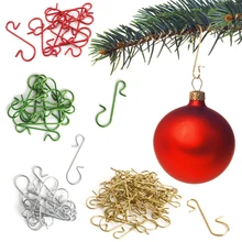 크리스마스 장식 금속 S자형 후크 홀더, 크리스마스 트리 볼 펜던트, 가정용 행잉 장식, Navidad 새해, 50 개