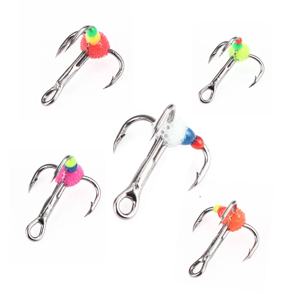 Fish King 5Pcs High Carbon Steel Winter Ice Fishing Hooks with Plastic