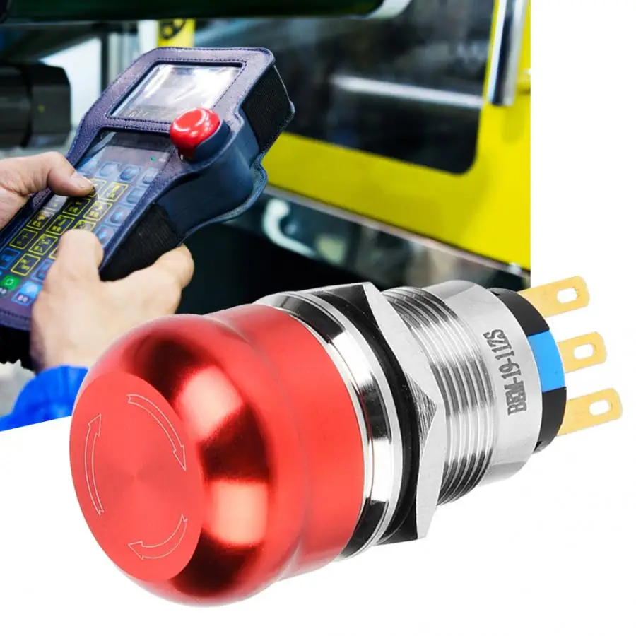 

40 Pcs 19mm Metal Emergency Push Button switch Waterproof 1 NO 1 NC Self Lock Rotate Button switch IP65 IK08 440V 10A