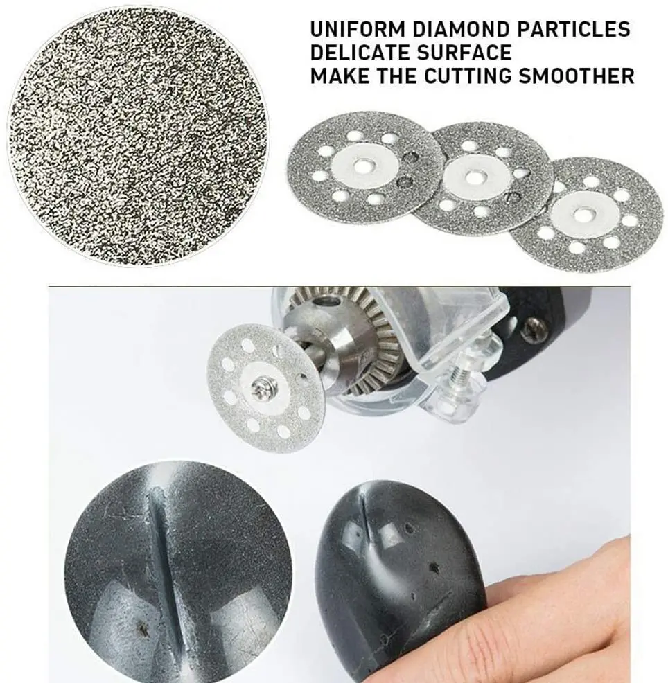 다이아몬드 톱날 12 조각 20-30mm (3mm 아버 포함) 드레 멜 로터리 도구 용 미니 절단 블레이드 돌 유리 타일 절단 금속