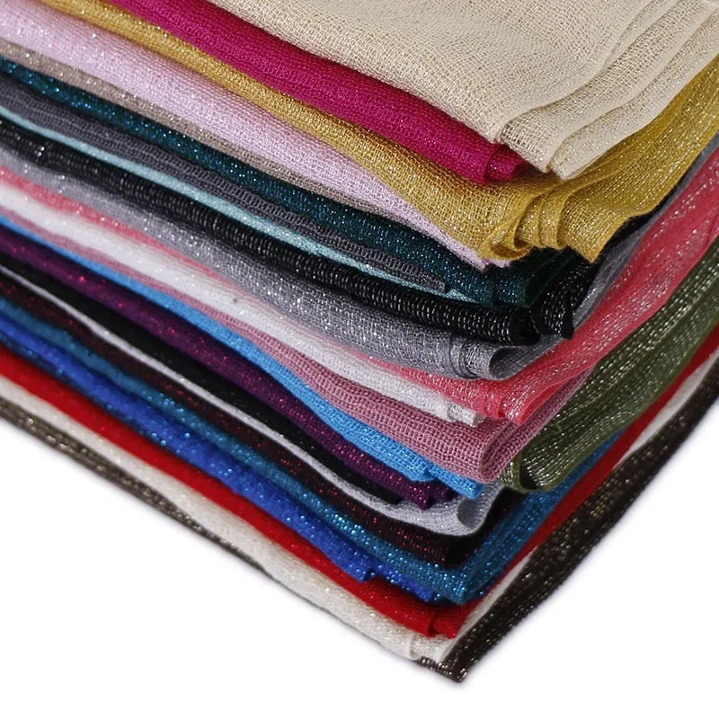 

Women Fashion Plain Lurex Glitter Tassel Viscose Shawl Scarf Soft Thin Headband Wrap Foulard Sjaal Bufanda Muslim Hijab 160*70Cm