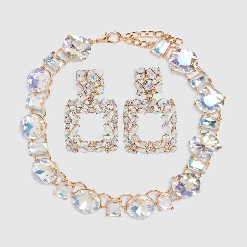 Ztech Za очаровательные вечерние ювелирные изделия для женщин, роскошные массивные ожерелья с кристаллами и подвесками, свадебные блестящие стразы, ожерелья - Окраска металла: Sets-23