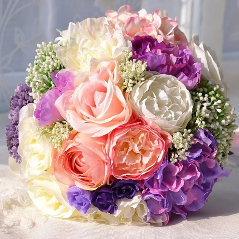 Casamento Roamtic Свадебные цветы Свадебные букеты белый розовый фиолетовый кантри сад богемный букет невесты de mariage PH010 - Цвет: Розовый