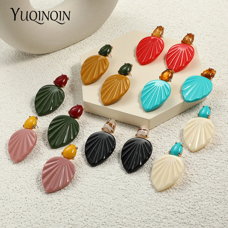 New Trend Big Dangle Earrings For Women Girls Fashion Jewelry Cute Korean Female Colorful Resin Elegant Earring Brincos | Украшения и