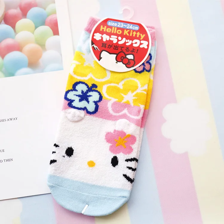 Hello kitty/носки женские милые хлопковые носки с рисунками Hello носок с изображением котенка для девочек, рождественский подарок, Прямая поставка