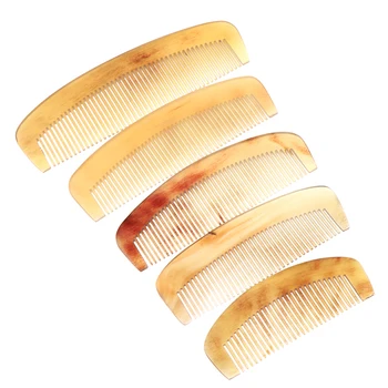 

Natural Amber Ox Horn Hair Comb No Static Health Care Brush Hairdressing Comb For Hair 5 Sizes
