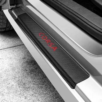 

4PCS Auto Door Threshold Plate Protector Stickers for Opel Corsa Carbon Fiber Car Door Sill Guards Cover Decor Accessories