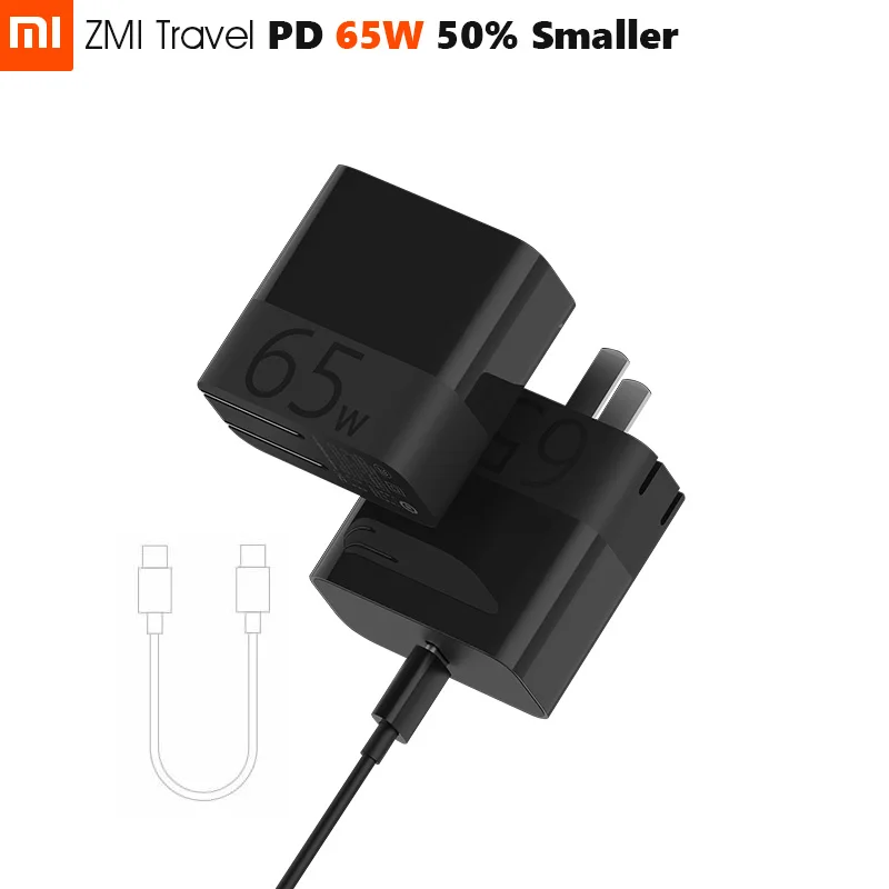 Оригинальное зарядное устройство для путешествий Xiaomi ZMI 65 Вт, милый умный выход на 50% меньше, PD QC 3,0, Подарочный USB-C кабель для ноутбука на базе Android iOS
