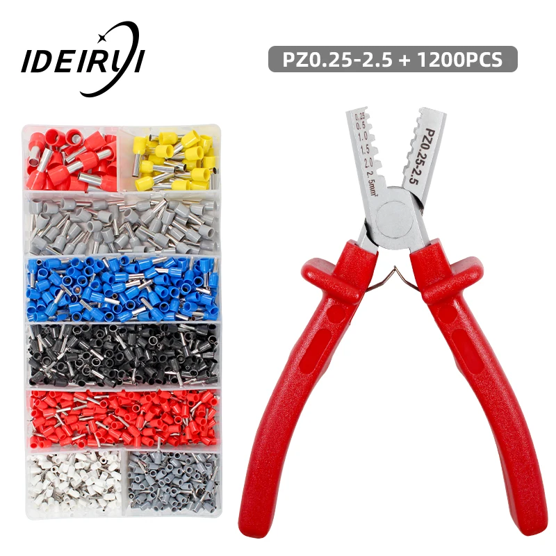 1200Pcs Crimp Tool W// Bootlace Ferrule Crimper Plier Wire Terminal Connector Set