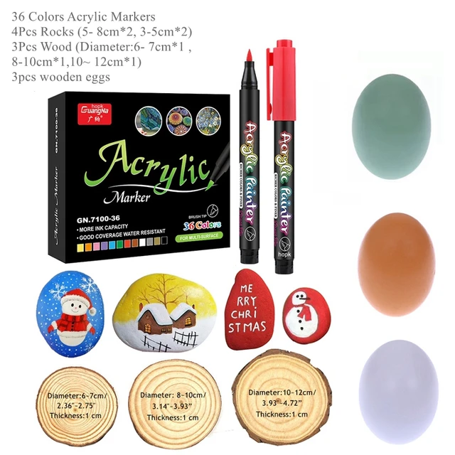 36 Colors Acrylic Paint Pens Acrylic Brush Marker Pens for Rock Painting, Stone, Ceramic, Glass, Wood, Canvas ,DIY Card Making. 36 Colors set B