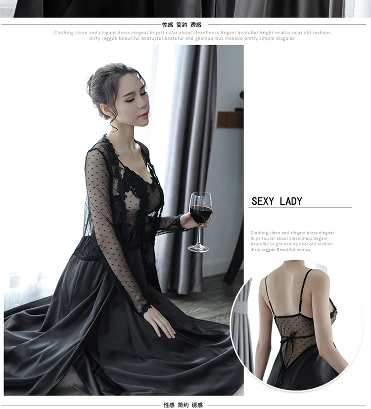 High-end beautiful home service suit aunt with the same paragraph nightgown nightdress two-piece suit sexy satin sexy underwear