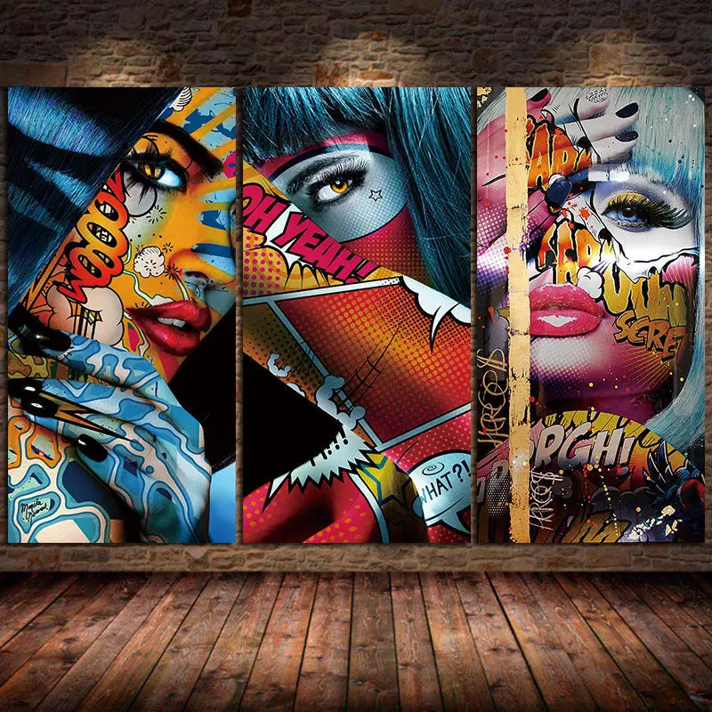 Graffiti Women Portrait Canvas Painting Cuadros Unframed