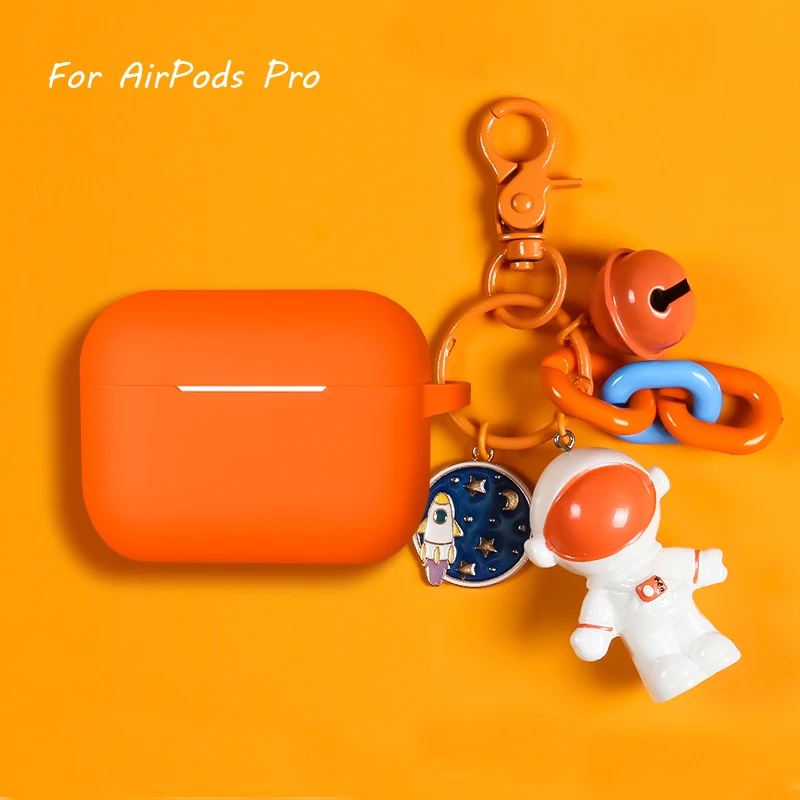 Мультфильм кукла космонавт силиконовый Bluetooth чехол для наушников для Apple AirPods Pro Ультра-тонкий милый защитный чехол для зарядного устройства - Цвет: Doll Orange Pro