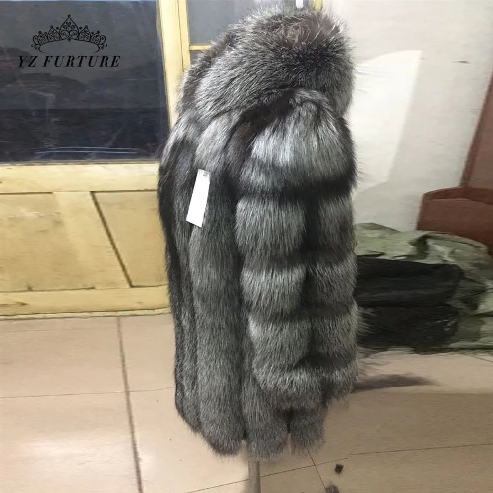 Женская шуба из натурального Лисьего меха с круглым вырезом, толстая теплая Женская куртка из натурального Лисьего меха, верхняя одежда, модные зимние пальто из натурального меха для женщин, FC-058