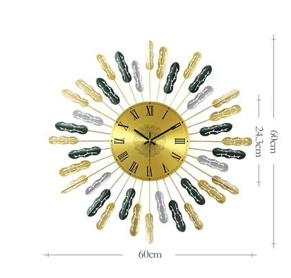Американские кованые Роскошные немой кварцевые часы настенные украшения дома гостиная настенные декоративные подвесы ремесла - Цвет: style8-60cm