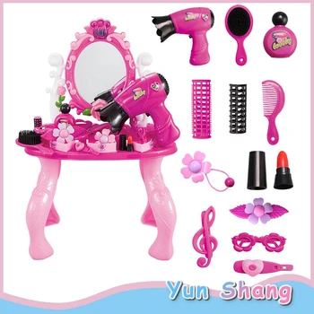 

Girls Make Up Desk Toy Play House Sets Playhouse Dressing Table Toy Princess Pink Suit Girls Pink Vanity Table Dressing Mirror