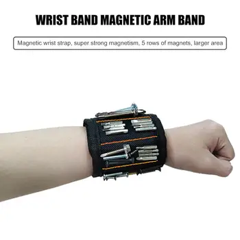 

Magnetic Wristband Portable Tool Bag with 5 Magnet Compartment Electrician Tool Bracelet Durable Tool Repair Kit Supplies