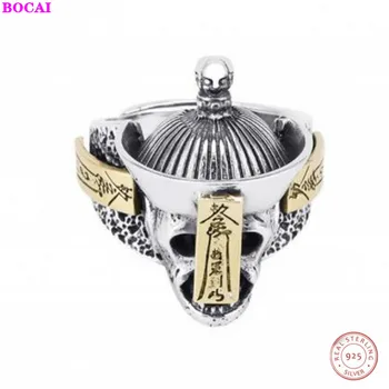 

s925 Sterling Silver Open zombie ring Men's fashion personality domineering Female index finger Thai silver punk ring for men