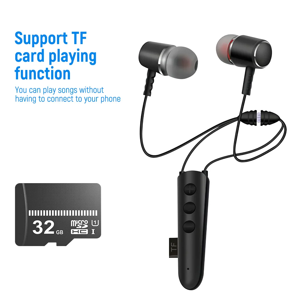 Magnet Hanging Neck Bluetooth Earphone Wireless Earbuds Double Stereo Music Headphone Support TF Card For iPhone 12 Xiaomi
