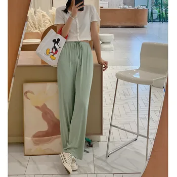 

Summer Women Casual Loose Solid Color Wide Leg High Waist Pants Sweat Pants Cargo Pants Women Harajuku Style Free Shipping