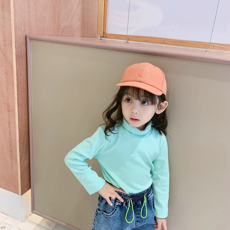 Toddler Baby Shirts Cotton Letter Long Sleeve Tops for Girls Boys Clothing High Collar Shirt Spring Autumn Casual Children Tees