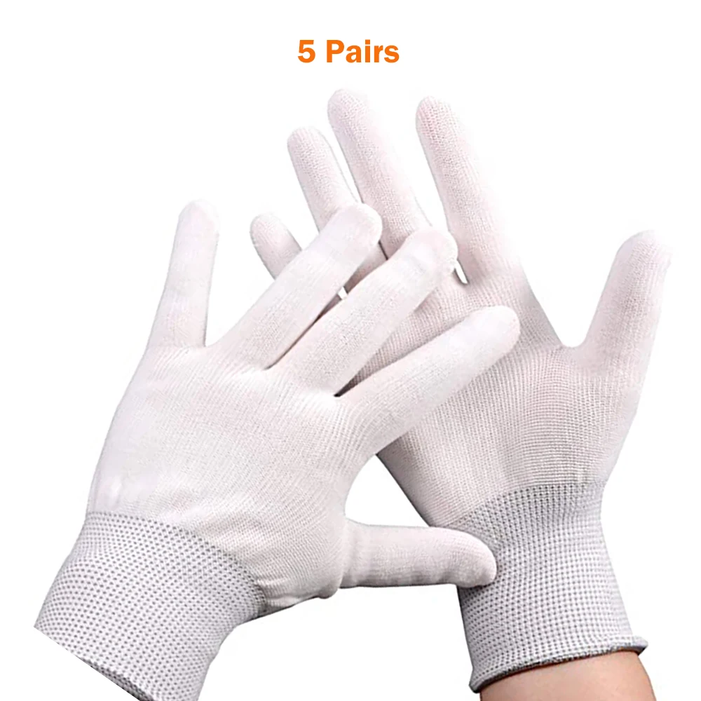 

EHDIS 5 Pairs Carbon Fiber Vinyl Car Wrap Anti-static Work Gloves Finger Protector Window Tint Film Car Stickers Styling Gloves