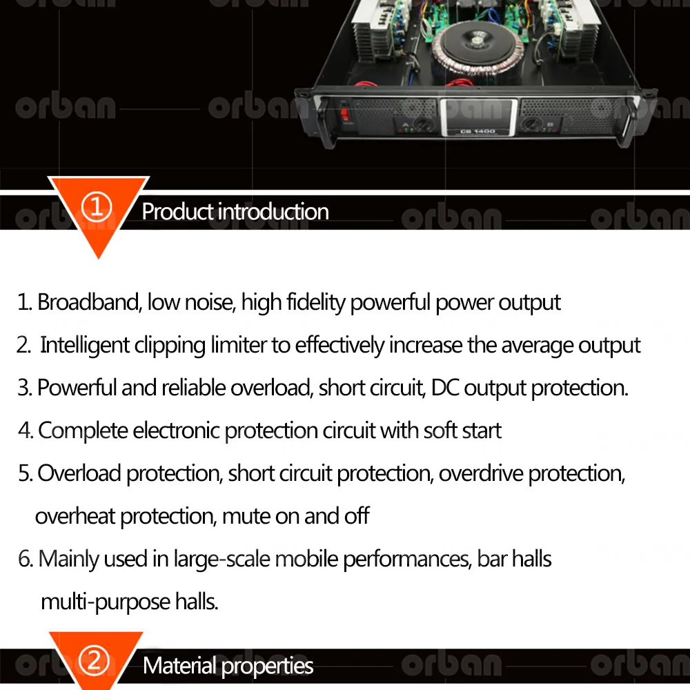 Высокомощный Профессиональный усилитель мощности CS1400 чистый задний сценический 250 Вт аудио усилитель мощности ktv сценический усилитель мощности 2U