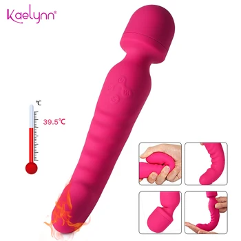 Heating Powerful Magic Wand Vibrator Oral USB Charging Clit Vibrators for Women Massager Adult Sex