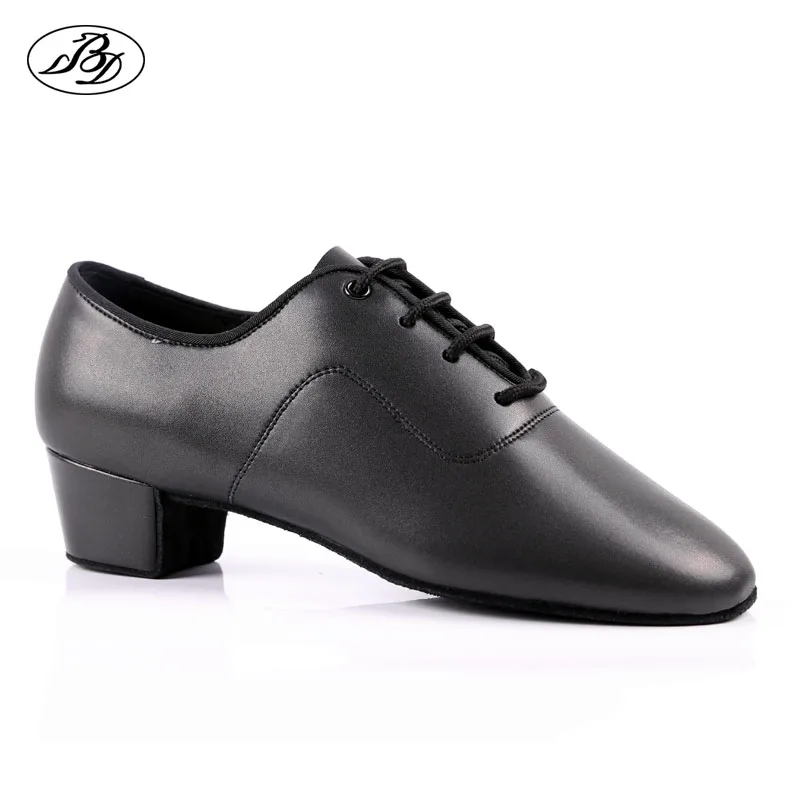 BD Child Latin Dance Shoes 802 Black Genuine Split Leather Boy Shoes Low Heel Ballroom Dance Straight Soft Leather  Sole 3
