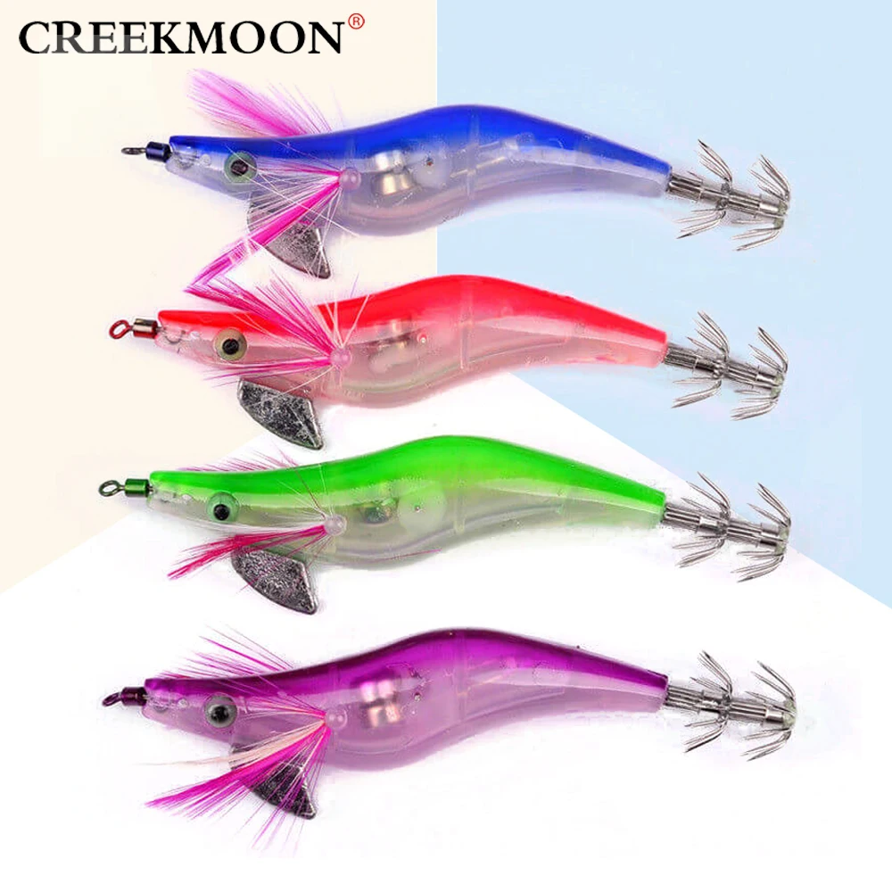 4Pcs 10 Centimetri 12.2G Illuminato Calamari Calamari Jig Esche Esche Sinking Duel Richiamo Egi 2.5 # Squid Crankbait Swimbait Gancio Giga Di Tutte Le