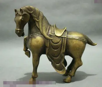 

song voge gem S6848 7" East Culture Old Chinese FengShui Tang Dynasty Bronze Horse Statue Sculpture