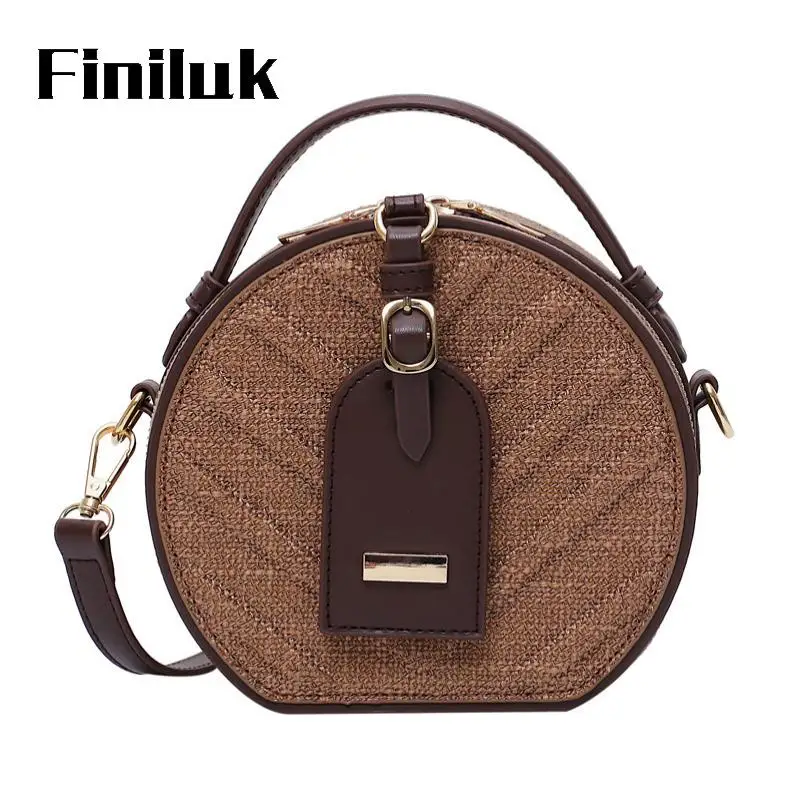 

Fililuk Vintage Woven Pattern Women Bags Fashion Small Round Handbag Indentation Korean Style Shoulder Bag bolsos BIW465 PM49