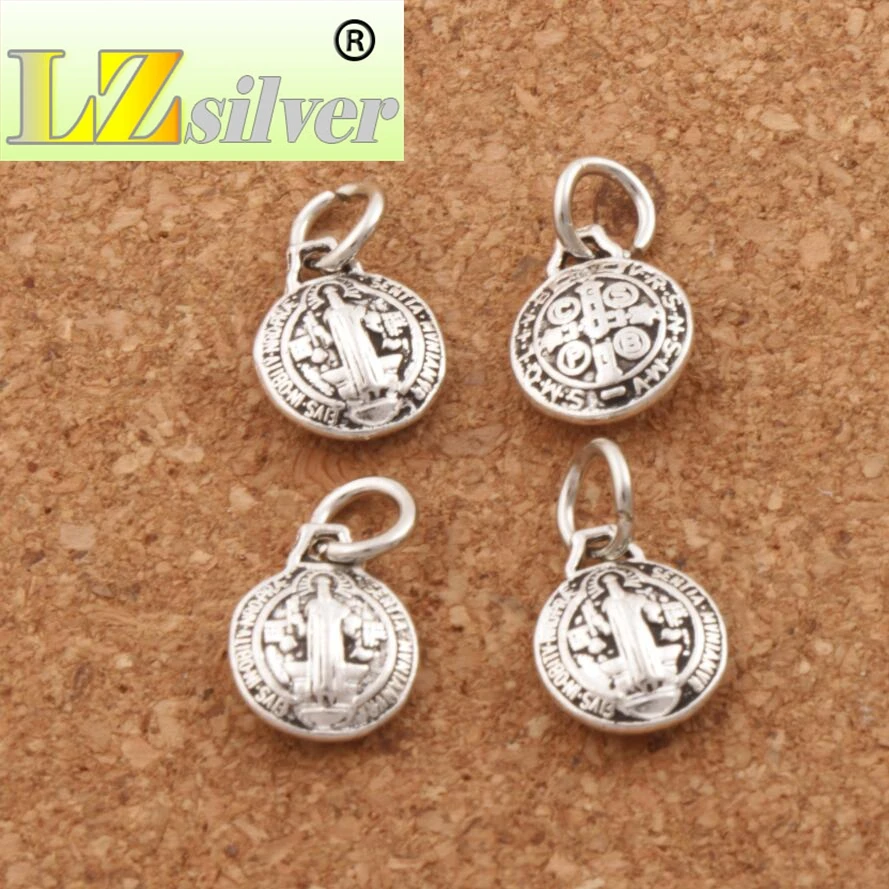 3D Saint Benedict Medal Cross Charm Beads the Protector 12X10mm 120PCS Zinc Alloy Bronze  Pendants T1765