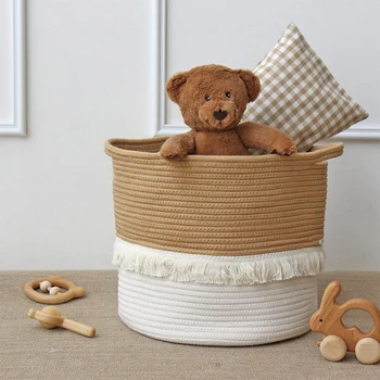 

Nordic Style Jute Cotton Woven Storage Bag Home Decoration Toy Basket