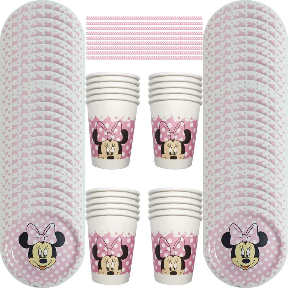 

Disney Minnie Mouse party Disposable tableware set for baby shower birthday decoration anniversary party Supplies set Collection