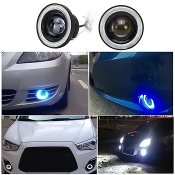 

2pcs Auto Tuning Car Lamp Car COB 1200LM 30W Light LED Fog Light White Angel Eye DRL Driving Projector Signal Bulbs Fog Lamps