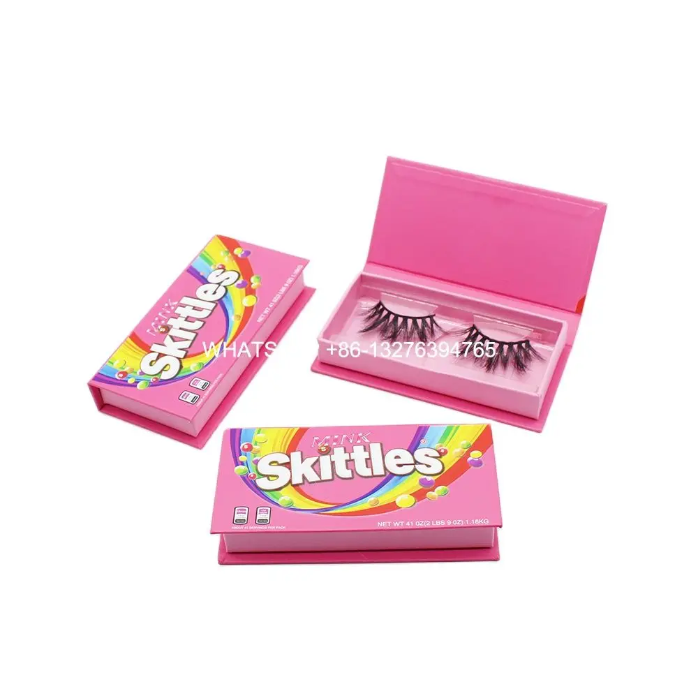 Sweet Pink Candy Lashes Box With Tray Custom Lashbox Packaging Logo Hot Sell Rainbow Mink Eyelashes Case | Красота и здоровье