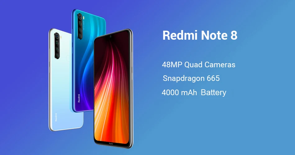 Redmi Note 8 с глобальной прошивкой, 48 МП, четыре камеры, 6 ГБ, 64 ГБ, смартфон, Восьмиядерный процессор Snapdragon 665, FHD экран 6,3 дюйма, 4000 мА/ч, 4K видео, QC 3,0