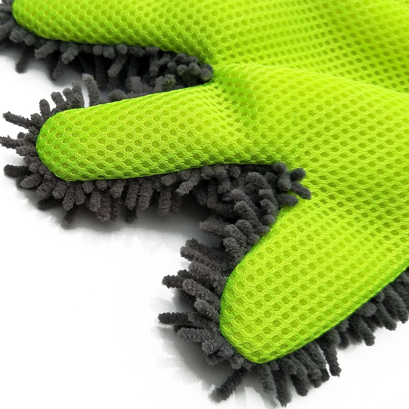 Five-finger Car Wash Gloves Velvet and Sandwich Mesh Multifunctional Gloves Use for Household Cleaning Car Cleaning,Car Washing
