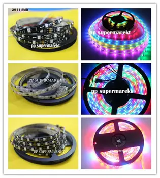 

1M 5M 30/60 LEDs/M 2811 Pixels Programmable Individual Addressable LED Strip light WS2811 5050 RGB 12V White Black LED Tape lamp